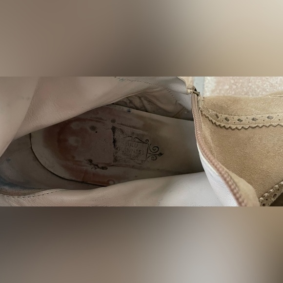 Lulu Guiness tan,suede, embroidered knee boots, leather sole/interior; 40 1/2 - Picture 7 of 14